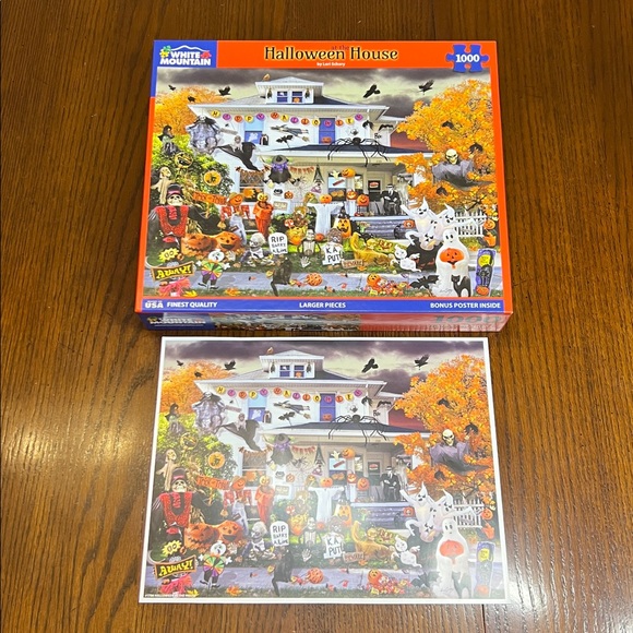 White Mountain Halloween at the House 1000 pc puzzle with poster - Picture 1 of 3